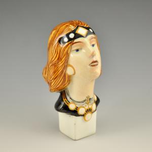 Pomo da bastone con bustino femminile liberty